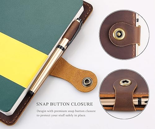 Miniatura 4 de Moleskine - Funda hecha a mano para cuaderno Moleskine de tapa dura, tamaño grande, 5 x 8.25 pulgadas, funda de cuero vintage con soporte