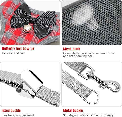 Miniatura 3 de Rypet Juego de arnés y correa para perros pequeños arnés para mascotas sin tirones con chaleco de nailon de malla suave para perros y gatos pequeños