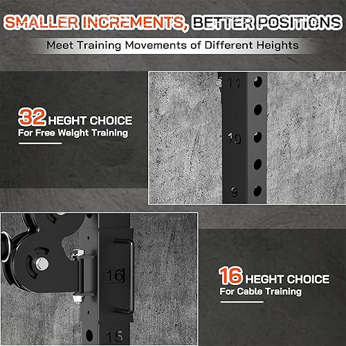 Miniatura 6 de Jaula de potencia, estante de potencia con sistema de polea doble, estante multifunción para sentadillas con cable cruzado, máquina de entrenamiento
