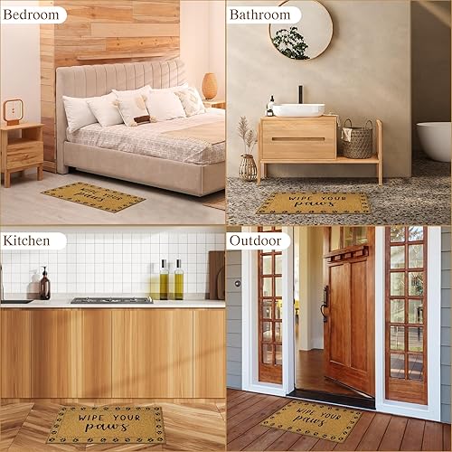 Miniatura 9 de Louise Maelys Tapete de fibra de coco para puerta, divertido tapete de bienvenida con parte trasera antideslizante, 17 x 30 pulgadas, tapete para