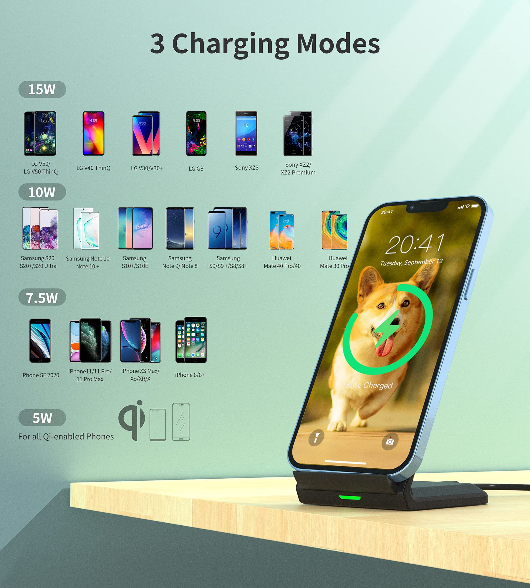 Caricatore Wireless 15W Zestiq - Ricarica Rapida Per IPhone E Samsung | Base Induttiva