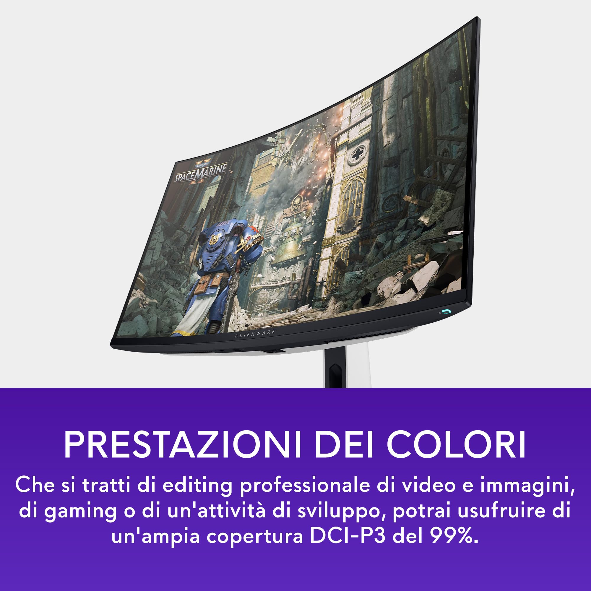 Alienware AW3225QF 32" 4K UHD (3840x2160) 1700R Monitor Gaming Curvo, 240Hz, QD OLED, 0.03ms, NVIDIA G-SYNC Compatible, HDR, Dolby Vision, USB-C, DisplayPort, 2x HDMI, 4x USB, 3 Anni di Garanzia