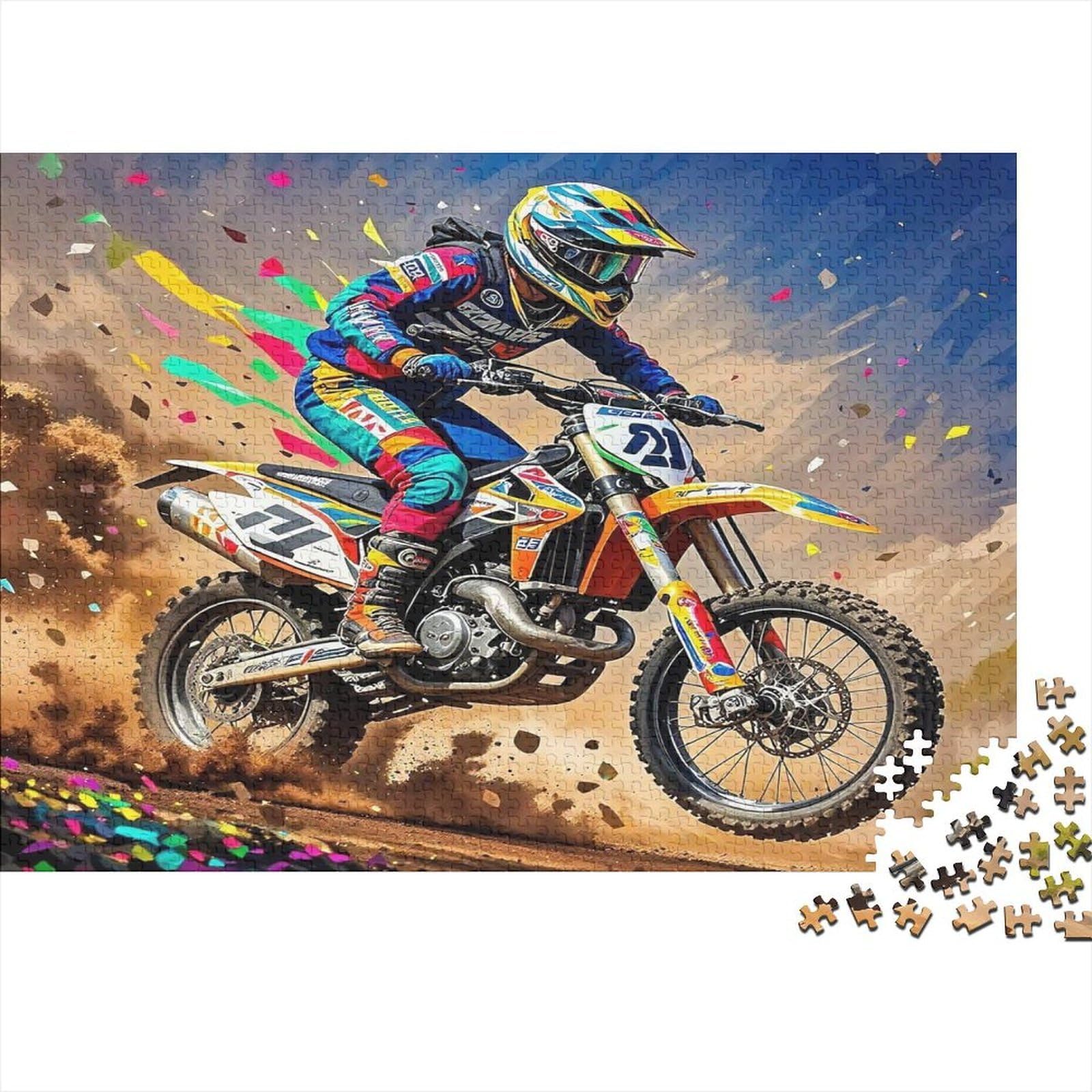 Motocross Racing 1000 Piece Jigsaw Puzzle Paper for Adults Off Road Scene Puzzle Game for Family 70x50cm/1000pcs