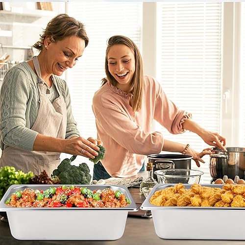 Miniatura 7 de Paquete de 6 sartenes de hotel, tamaño 13 de 6 pulgadas de profundidad, sartén de vapor antiatascos, sartén comercial de acero inoxidable, bandeja