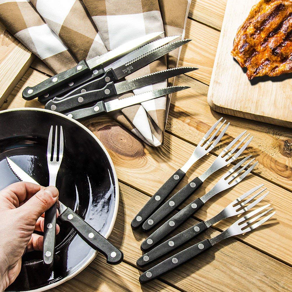 STEAKBESTECK Besteckset 12-teilig für 6 Personen Edelstahl Besteck Tafelbesteck