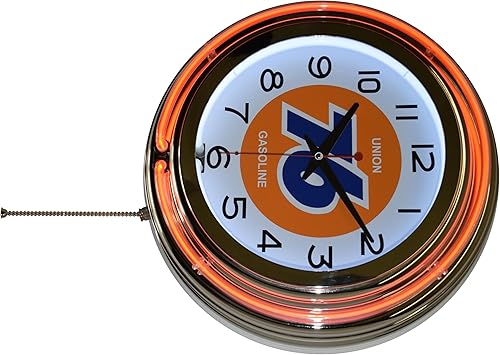 Miniatura 3 de Union 76 Gasolina Naranja Doble Neon Publicidad Reloj Hombre Cueva Garaje Decoración