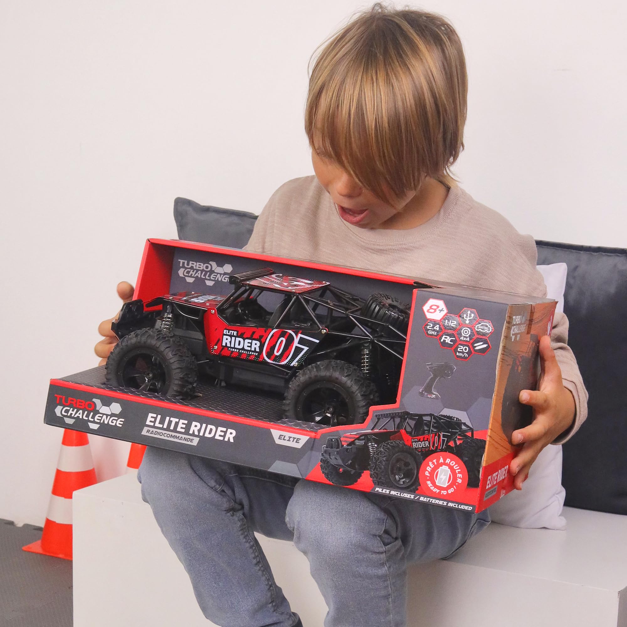 TURBO CHALLENGE - Avventura con il Buggy - Elite - 094862LR - Auto Telecomandata - Rossa - 1/14 - Pronta all'Uso - Batteria Ricaricabile e Batterie Incluse - Metallo - A Partire dai 8 anni