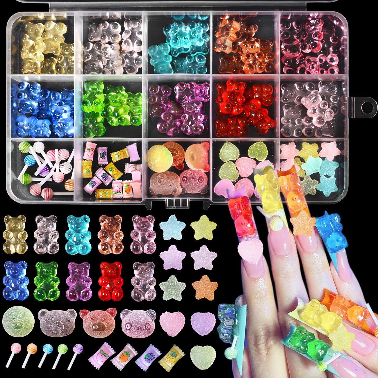 Acrylic Nail Kit 3D Mix Assorted Color Nail Charms