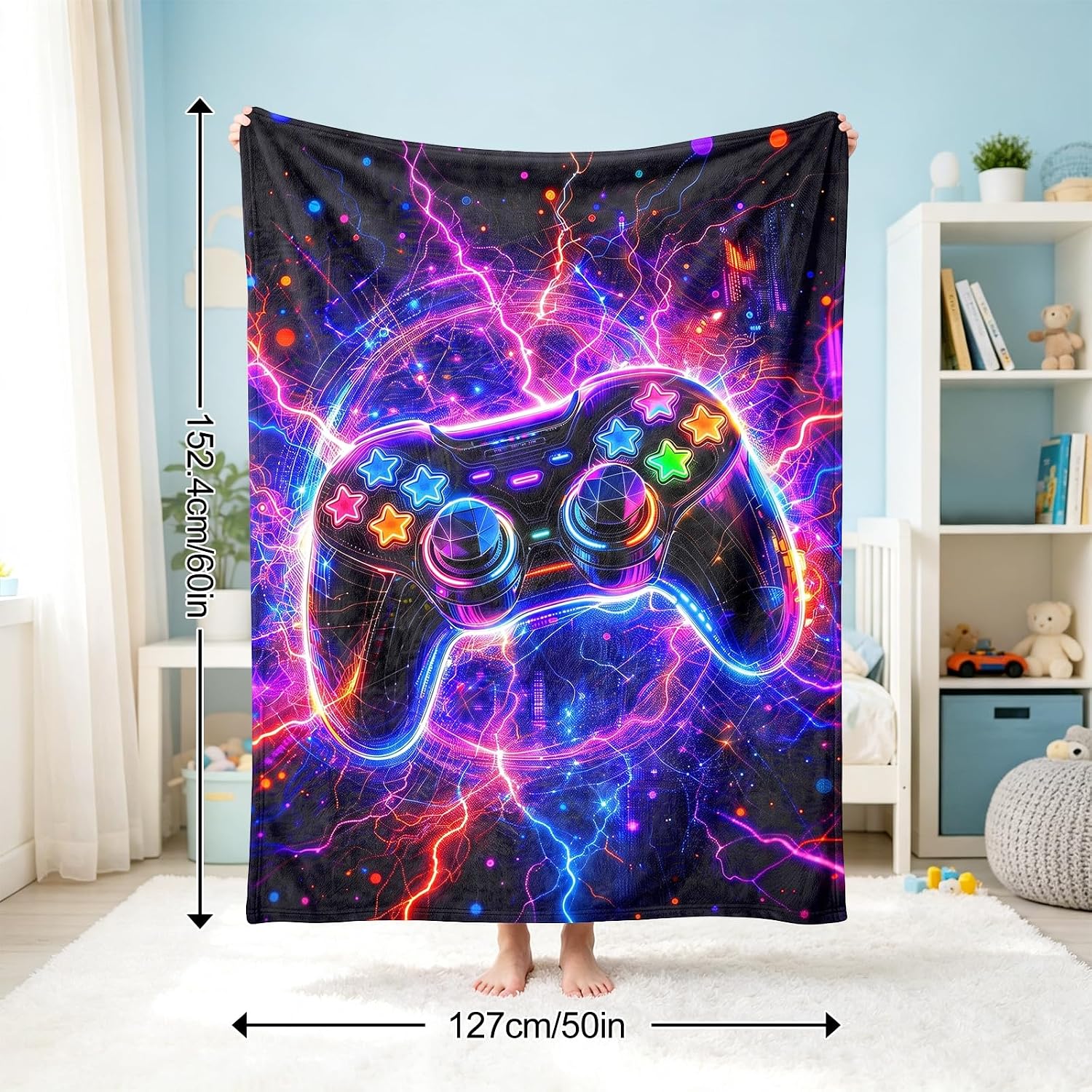 Gaming Blanket for Boys Gamer Kids Cozy Flannel Throw Blanket