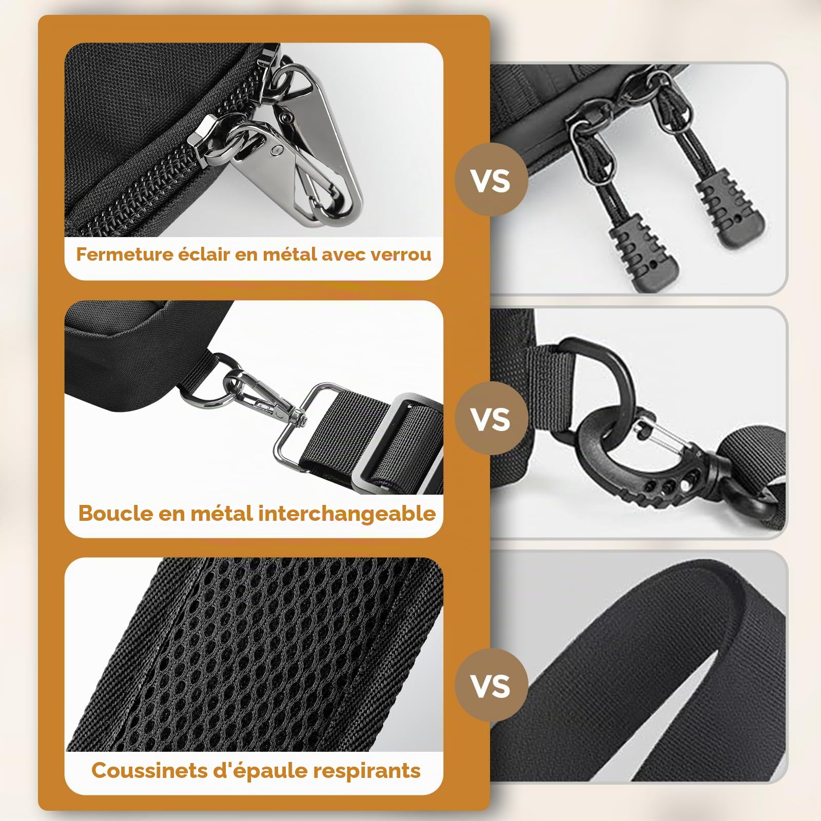 BROADREAM Sac à Bandoulière antivol - Tactique Sac de poitrine - Étanche sacoche homme - Petit sac à main avec fermeture éclair et blocage RFID