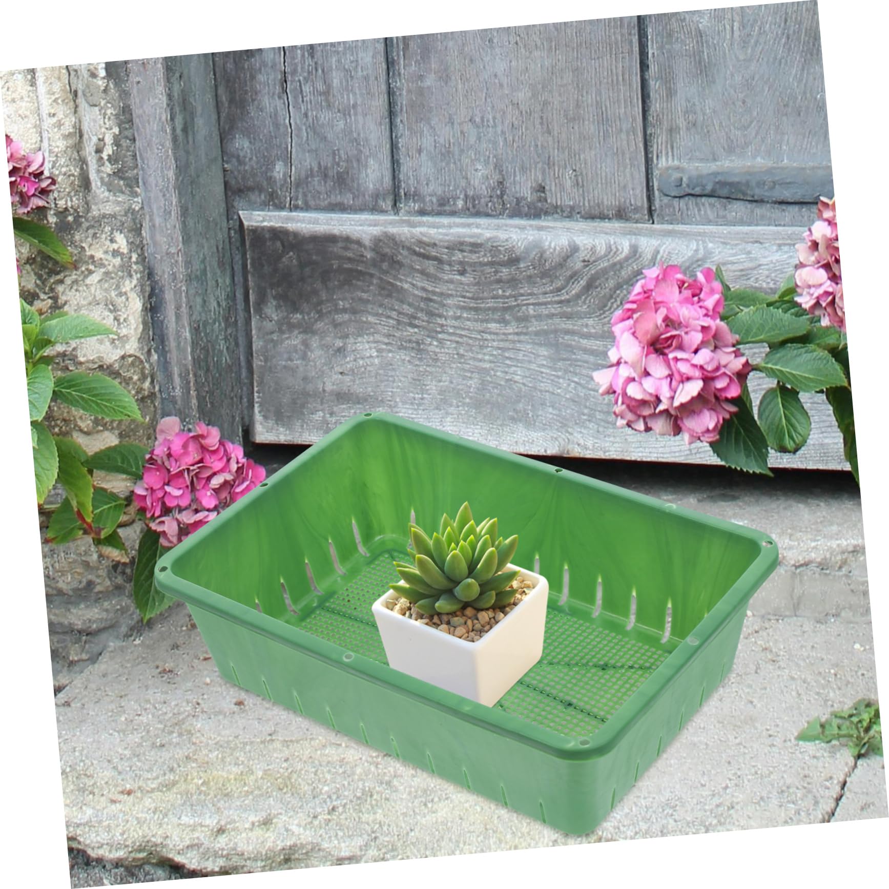 Bandejas para Semillero De Plástico con Diseño Transpirable Y Drenaje Apilables Y Rectangulares para Jardinería Interiores Y Pequeños 2 Piezas X 4