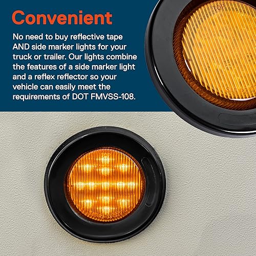 Miniatura 2 de ONLINE LED STORE - Luces de delimitación lateral de 13 LED, redondas, de 6.35cm (padre)., Paquete de 2, Ambar