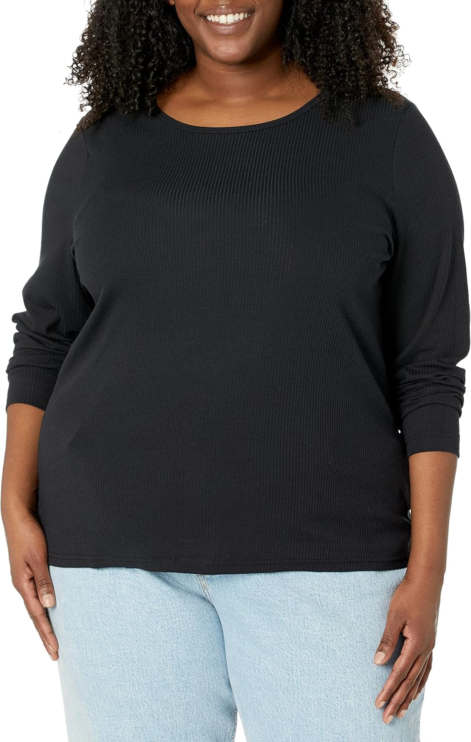 Amazon Essentials Women's Slim-Fit Long Sleeve Rib Knit Crew Neck Top (Available in Plus Size), Pack of 2 - Image 6