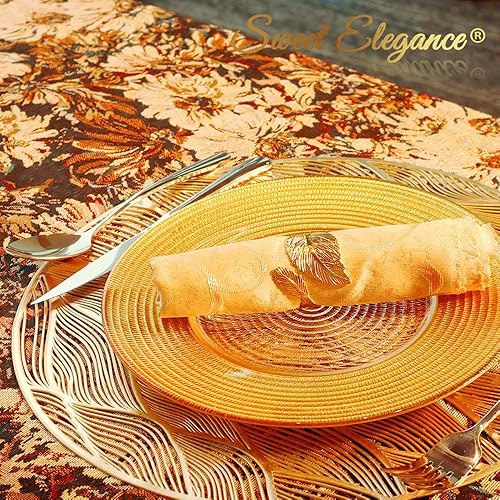 Miniatura 8 de Sweet Elegance Juego de 6 manteles individuales dorados de vinilo lavables redondos huecos para mesa de comedor, antideslizantes, resistentes al