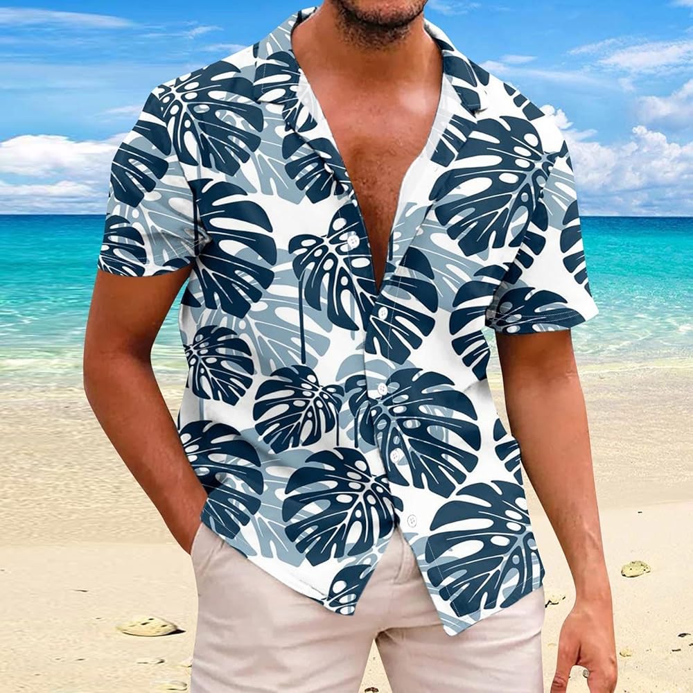 Camicie hawaiane da uomo Camicie estive casual Aloha Party Beach Shirt da  uomo con stampa tropicale casuale camicia abbottonata risvolto manica corta  Boho camicie vintage camicia a maniche corte : Amazon.it: Moda