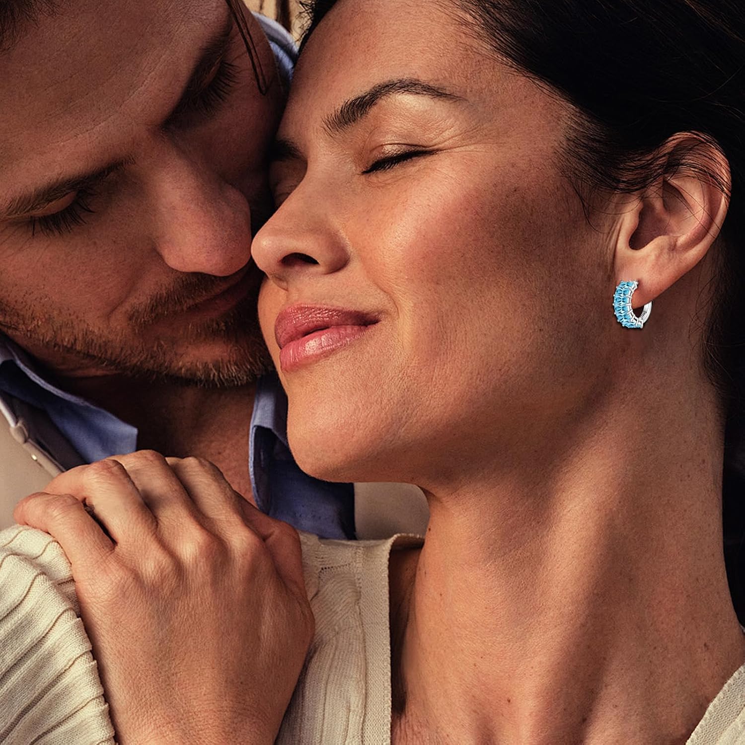 Gemstone Huggie Hoop Earrings, 925 Sterling Silver Baguette Hoop Earring Birthstone Jewelry Gift for Women - Image 3