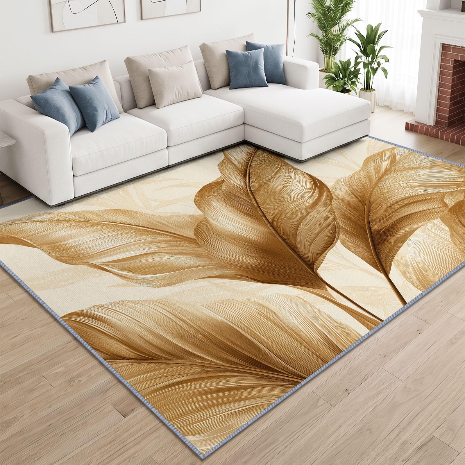 Generisch Waschbar Teppich Wohnzimmer 180x240 cm Blattgold Textur