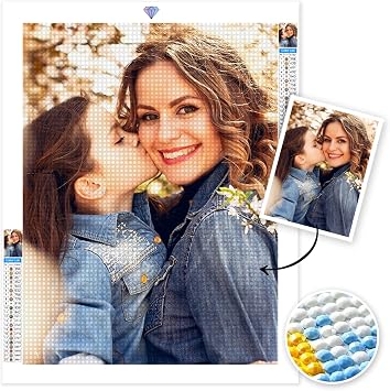 Gudina Personalised Diamond Painting, Personalised Diamond Art, Full Diamond Painting Kit,Personalize Your Own Photos, DIY Full Diamond Pictures Personalized Gifts Home Decoration-30x30cm