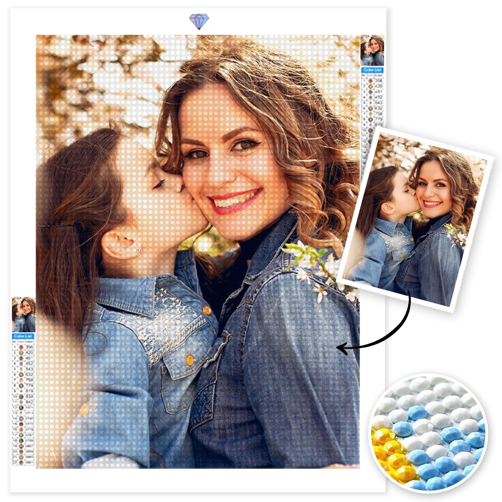 UM UPMALL Custom Diamond Painting Kit - 5D DIY From Photo, 11.8x11.8 Inch, Home Decor Gift