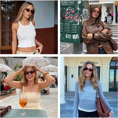 Miniatura 2 de VANLINKER Gafas de sol rectangulares polarizadas retro para mujer, de moda de los años 90, pequeñas y cuadradas, vintage, marco delgado estrecho