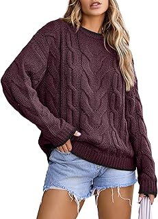 Sweaters for Women Trendy Crewneck Long Sleeve Color Block Sweater Tops ...