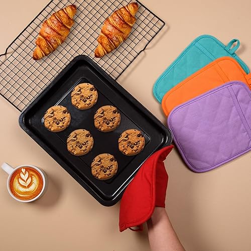 Miniatura 3 de Jehdhe Paquete de 4 soportes para ollas con bolsillo de algodón resistente al calor soportes para ollas a granel para cocina juego de agarraderas