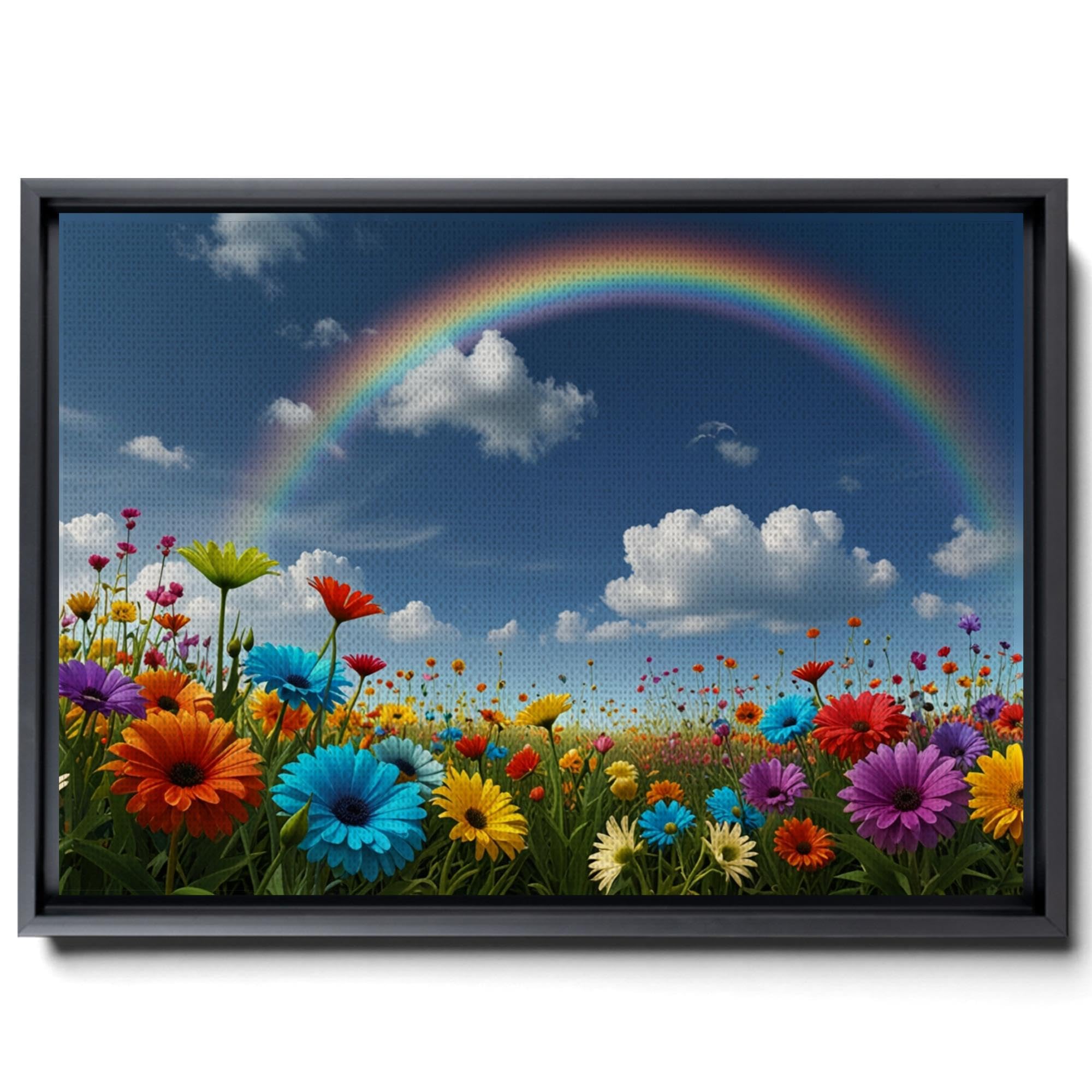 Canvas Print Landscape Wall Art Rainbow Nature Mural on Teal Canvas for Living Room Bedroom Dining Room and Kids Room Wall Art, Print
