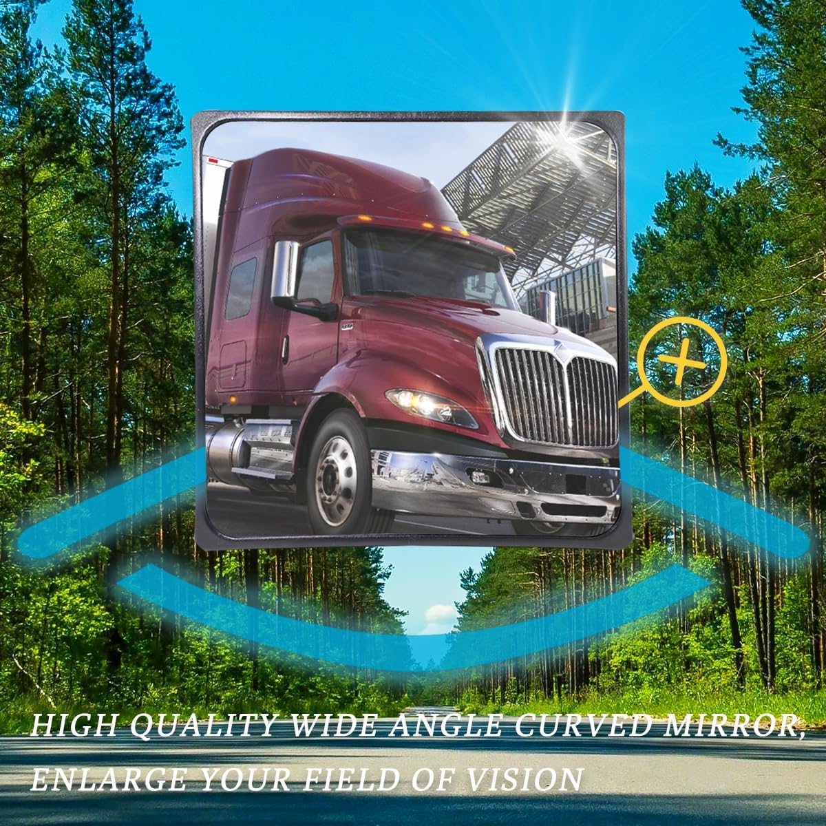 Chrome Square Convex Hood Mirror Head for 2008-2018 International Prostar Truck Universal Side A Piece