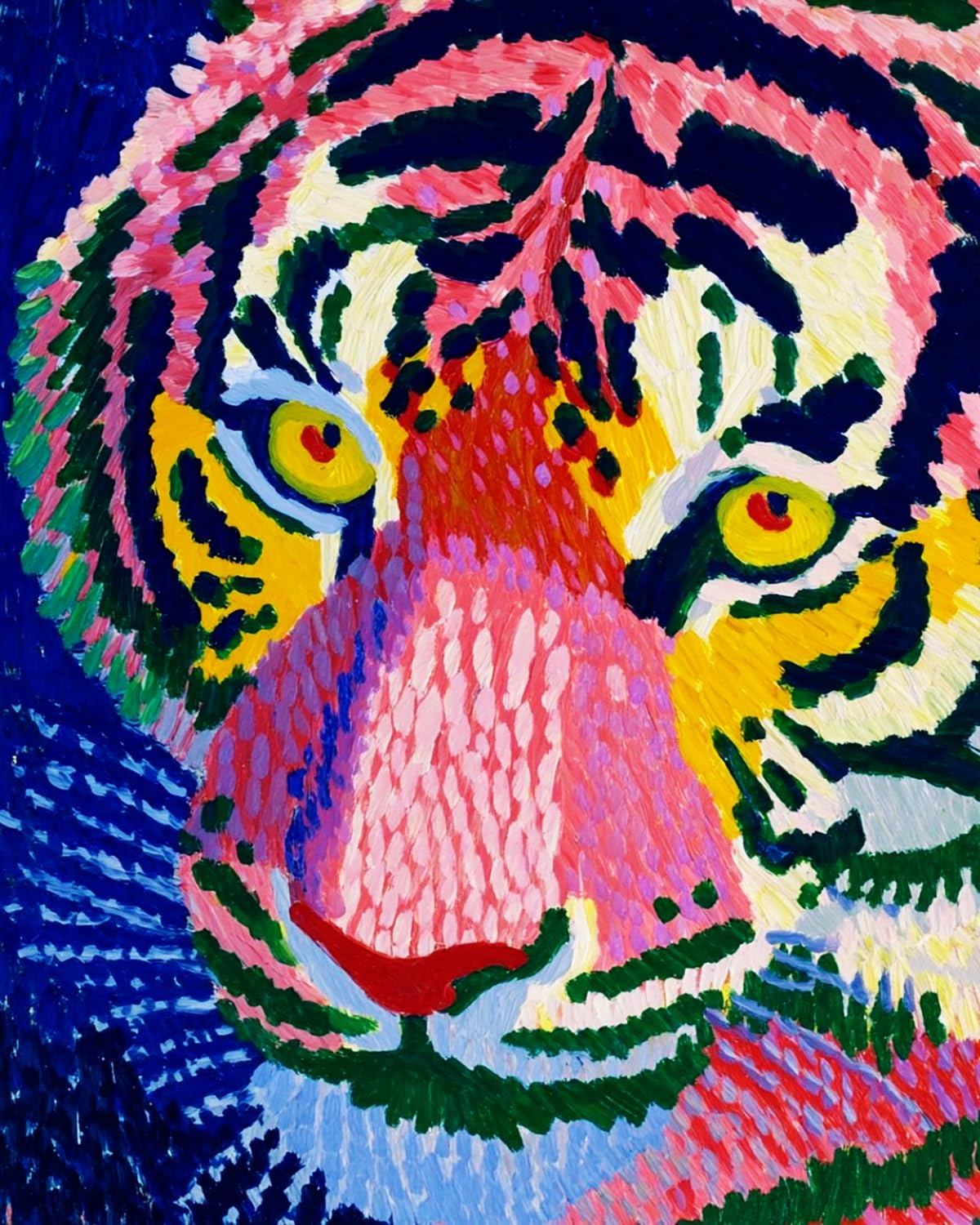 LIUBAISHI Paint by Numbers for Adults, Colourful Tiger, 40x50 cm Acrylic Canvas Kit with 3 Brushes