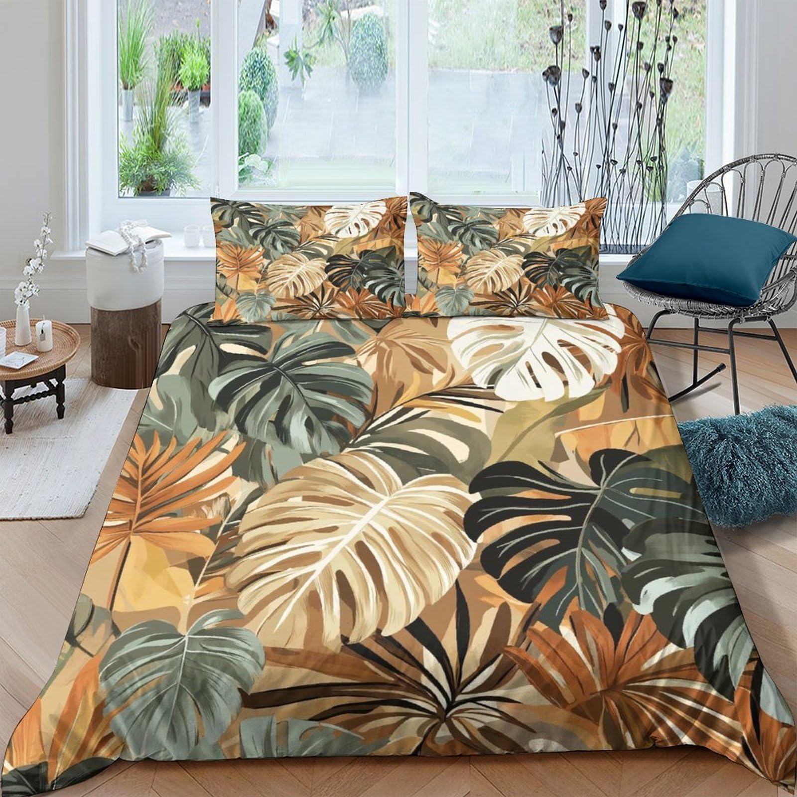 Ctjqhvkz Style-7 3D Printed Tropical Monstera Fitted Sheet Microfiber Soft Breathable Jungle Leaf Mattress Cover For Bedroom Guestroom Decor Single（135X200cm）