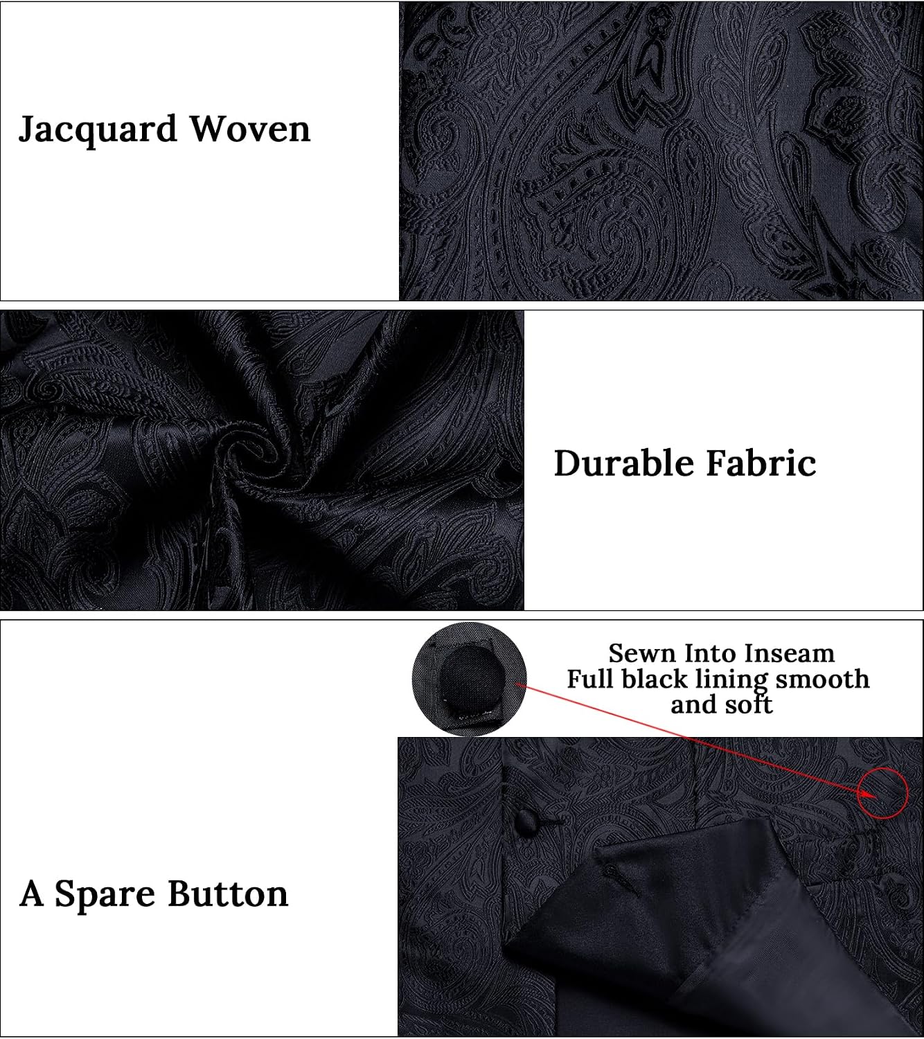 DiBanGu Mens Paisley Suit Vest Silk Jacquard Waistcoat and Necktie Set Formal Shawl Collar Dress Vest 7PCS for Wedding Party