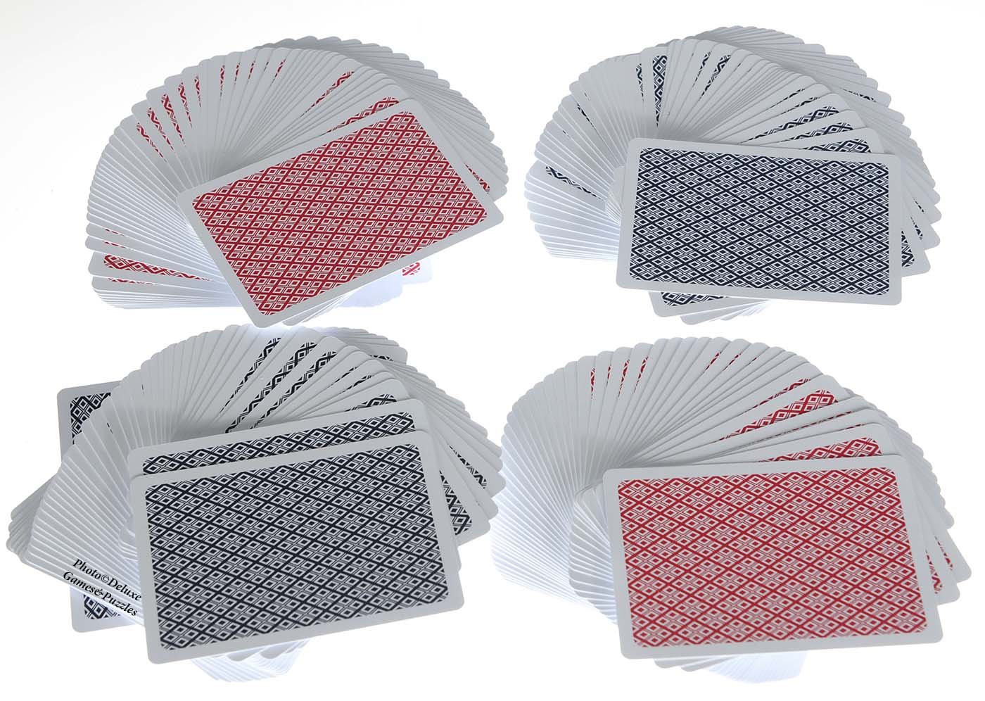 Queen Deluxe Plastic Playing Cards with Large Numbers, Bundle of 4