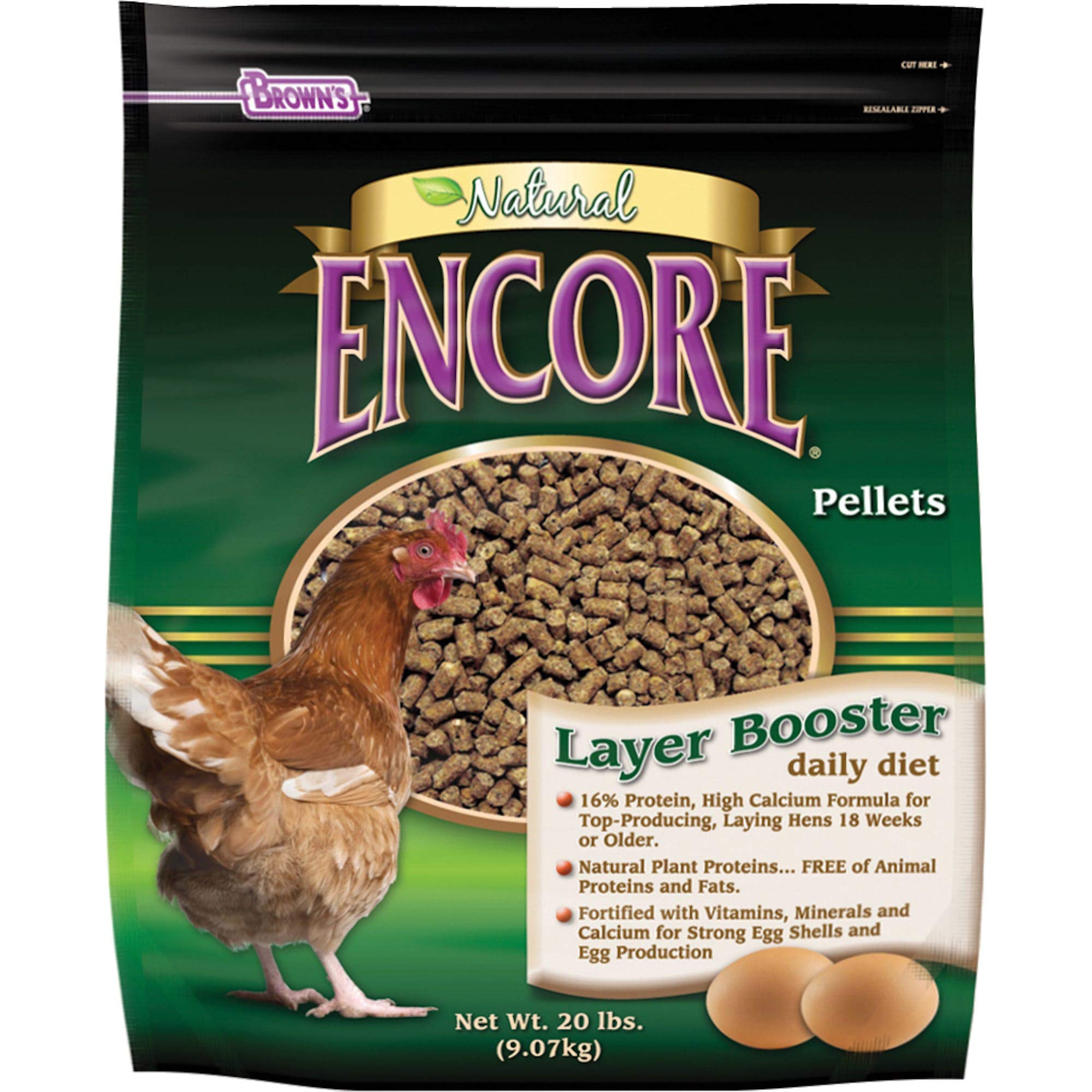 F.M. Brown's Encore Natural Egg Layer Booster Daily Diet for Pets, 20-Pound
