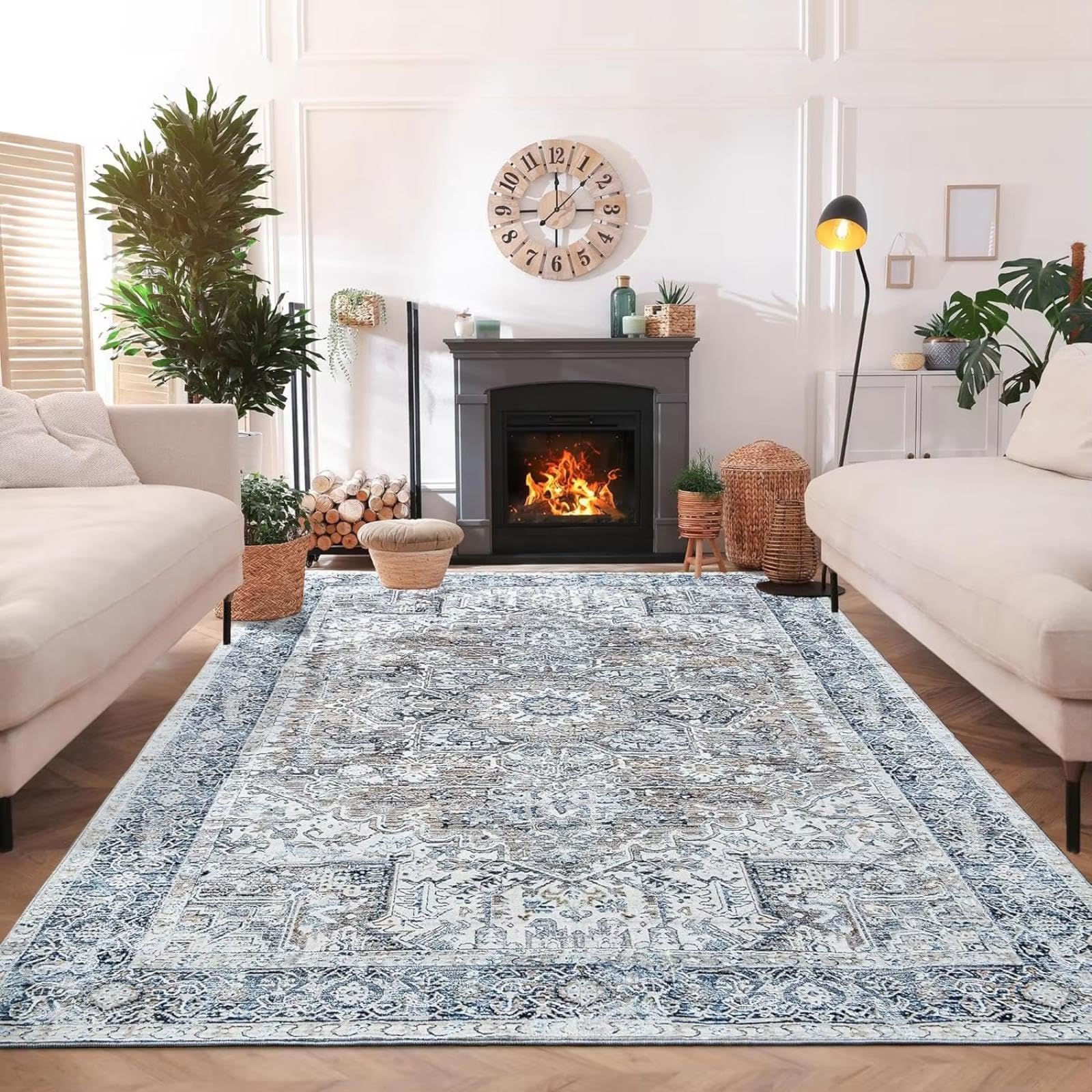 Tapis antidérapant lavable en machine à poils courts doux 120x150 cm