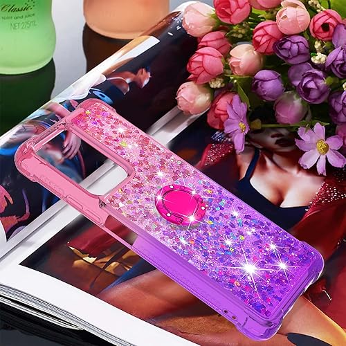 Miniatura 7 de CCSmall Funda para Xiaomi 11T con soporte de anillo magnético, gradiente de arena movediza purpurina que fluye líquido flotante mujeres niñas lindo