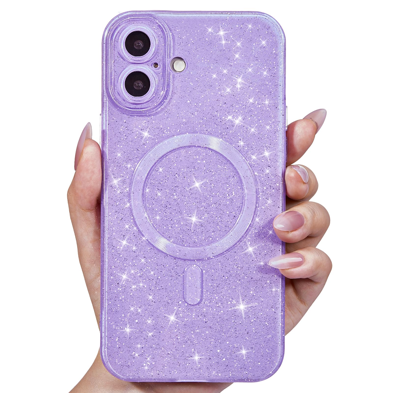 Svanove Glitter Case for iPhone 16 Plus Phone Case Magnetic Compatible with Magsafe, Sparkle Bling Shiny Sparkly Cute Girly Design, Bright Trendy