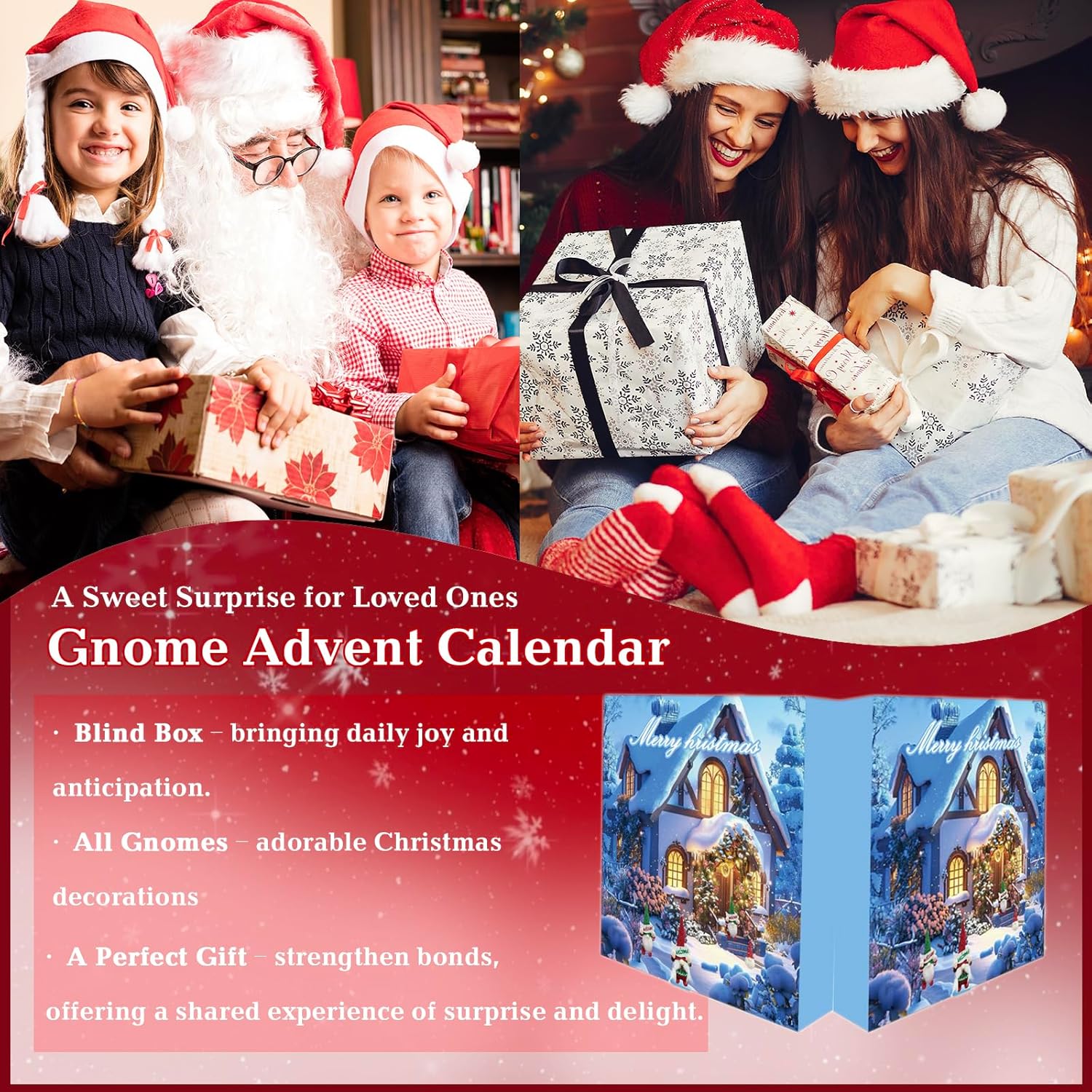 Gnomes Christmas Advent Calendar 2025, 24 Day Advent Calendar and 24Pcs Gnome, Collectible Christmas Figures Gnome Decorations,Gifts for Friends (A)