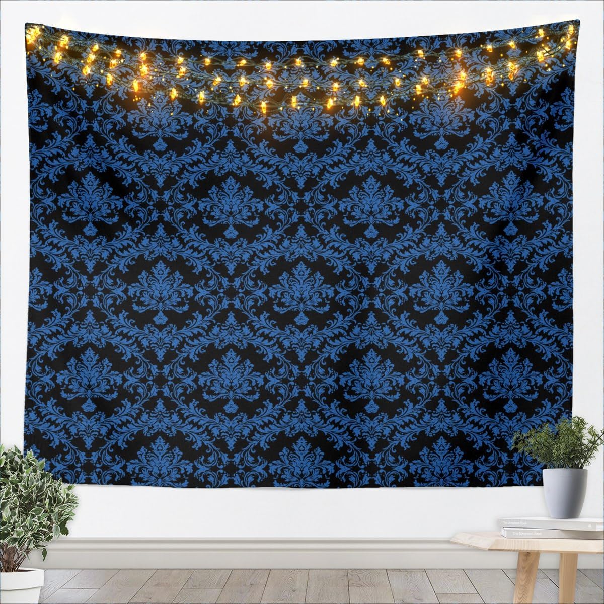 jejeloiu Gothic Tapestry For Kids Boys Girls,Medium 59"x59",Damask Wall Art,Vintage Floral Decorative Wall Hanging Blanket,Bohemia Boho Bedspread Cover,Luxury Flower Bedroom Decor