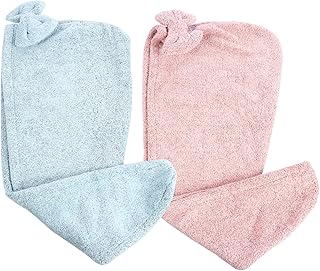 FRCOLOR 2 Peças De Lã Coral Chapéu De Cabelo Seco Chapéu De Microfibra Seco Turbante De Secagem Rápida Toalhas De Spa De Secagem Rápida Toalha De Banho De Cabelo De Secagem Rápida Toalhas