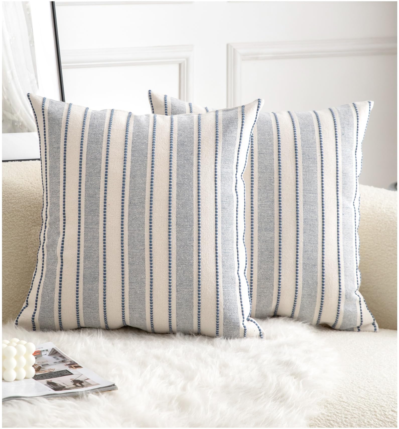 Cethom Decorative Boho Throw Pillow Covers, Farmhouse Textured Pillow Case, 22 x 22 Inch Set of 2, Chair Sofa Bedroom Living Room Home Decor Couch