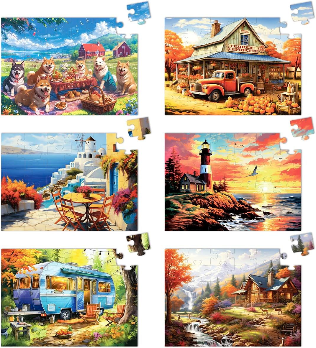 Yigney 6 Pack 36 Large Piece Jigsaw Puzzles for Seniors Alzheimer Product for Elderly Dementia Activities Memory Game for Patients in Nursing Home with Storage Box