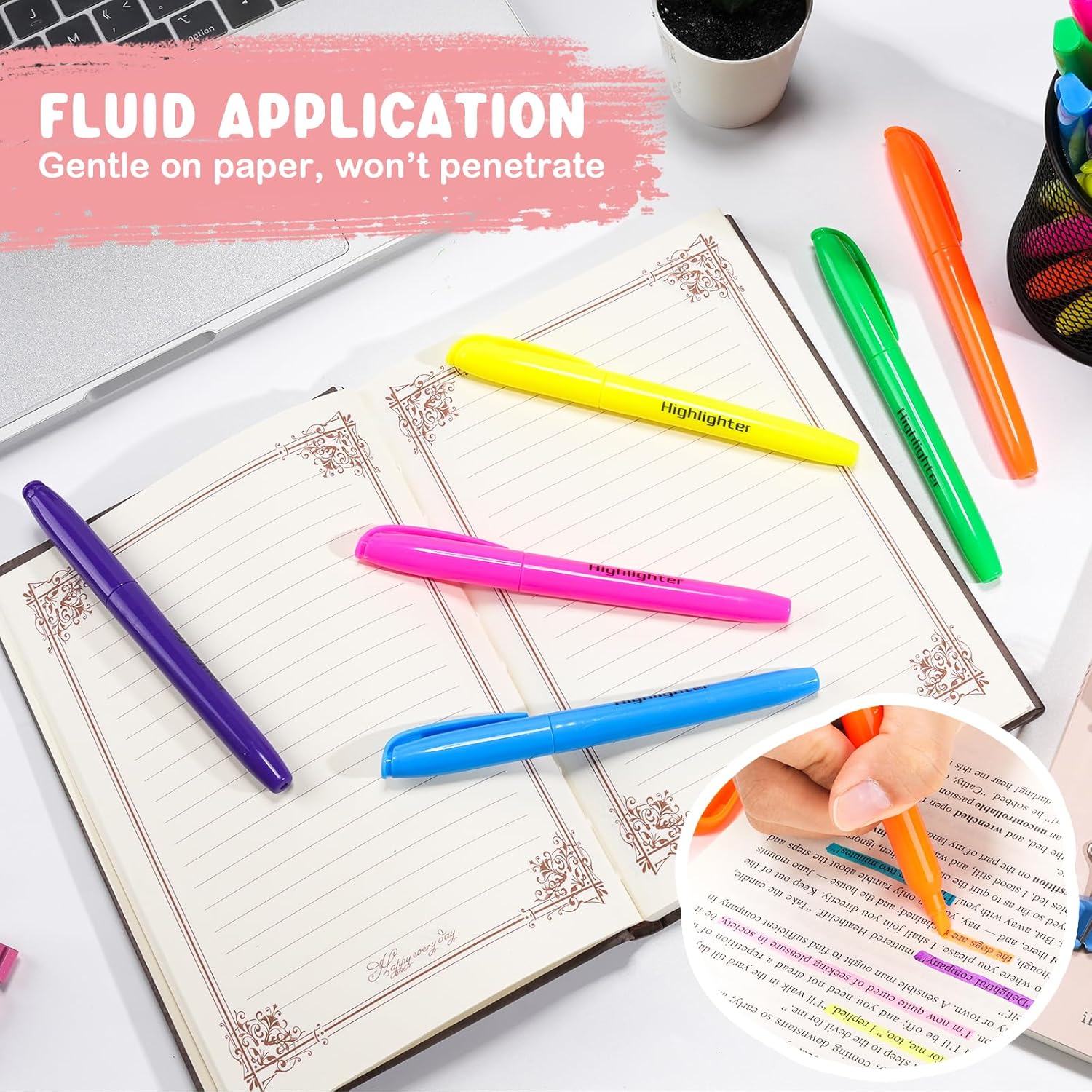 VZZNN 300 Pcs Highlighters Bulk Pack, Chisel Tip Quick-Dry Highlighter Markers, 6 Assorted Colors Fluorescent Pens for Adults Kids, School Office Classroom Supplies for Teachers Students