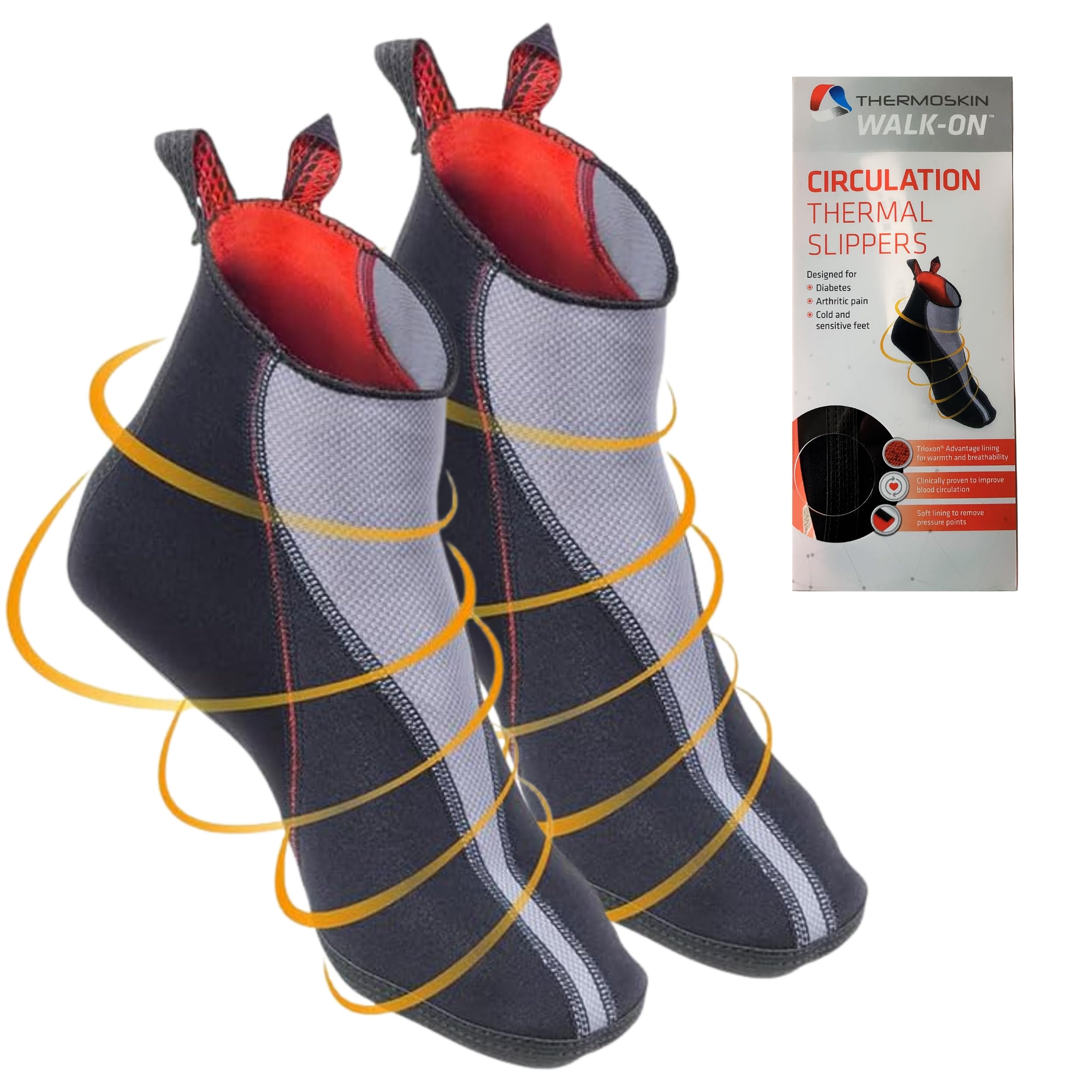 Thermoskin Hausschuhe Wärme Durchblutung, Thermosocken Slipper für Diabetes Arthritis Raynaud Syndrom, Trioxon Thermofutter Hausschuhe Damen und Herren, 1 Paar