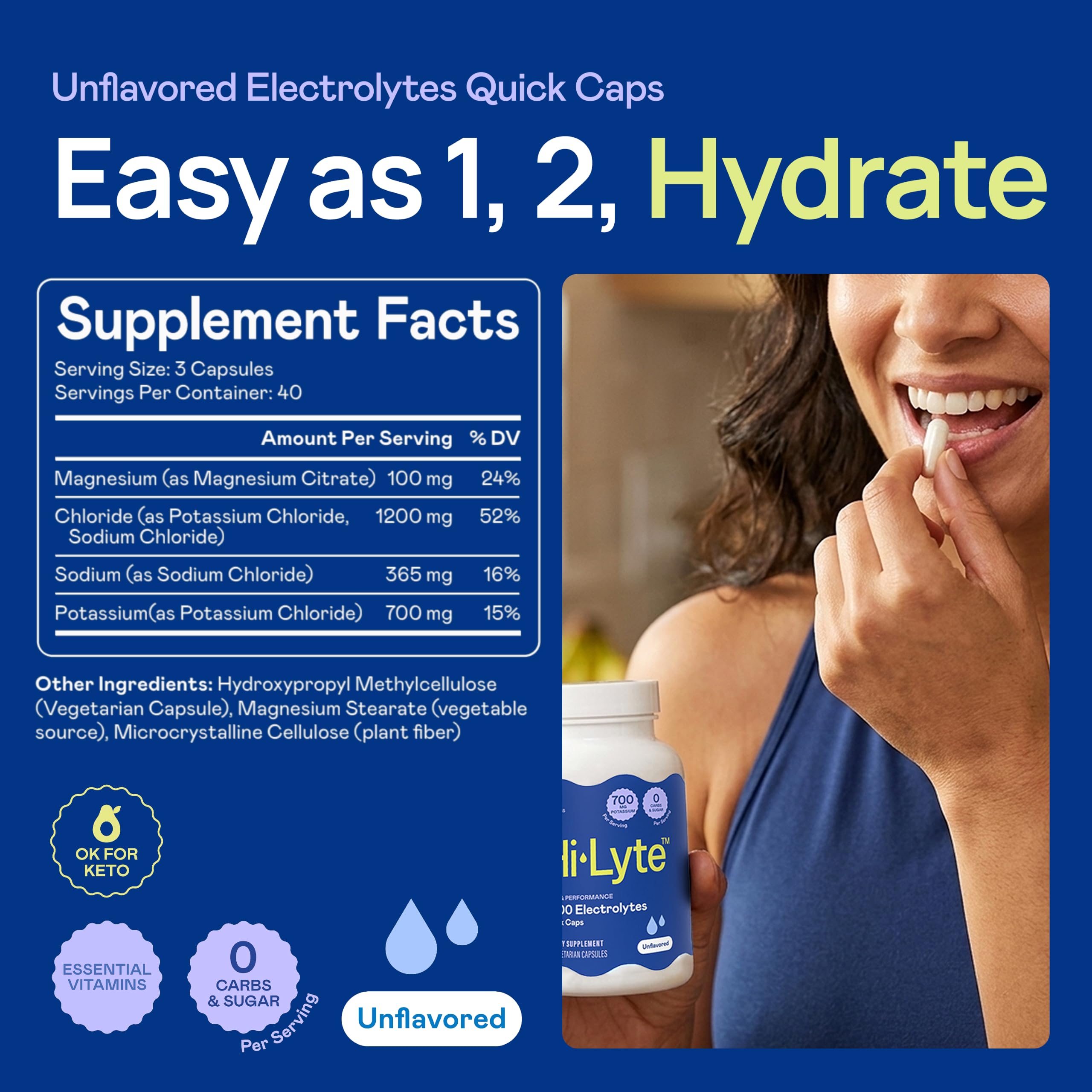 Hi-Lyte K700 Electrolytes Quick Caps, Unflavored, 40 Ct — Amazon image 3