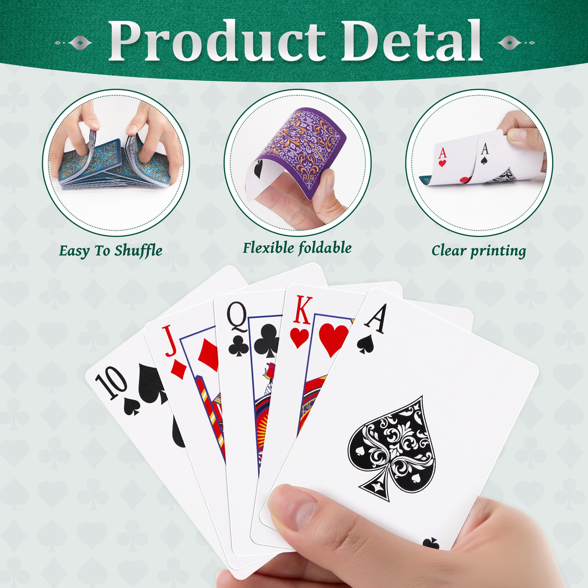 Wkchxd Playing Cards 2 Pack, Deck of Cards, Standard Playing Cards for Adult, Premium Poker Card Set, Deck of Playing Card for Blackjack,Euchre,Canasta,Family Game Night,Party Games (Blue & Purple)