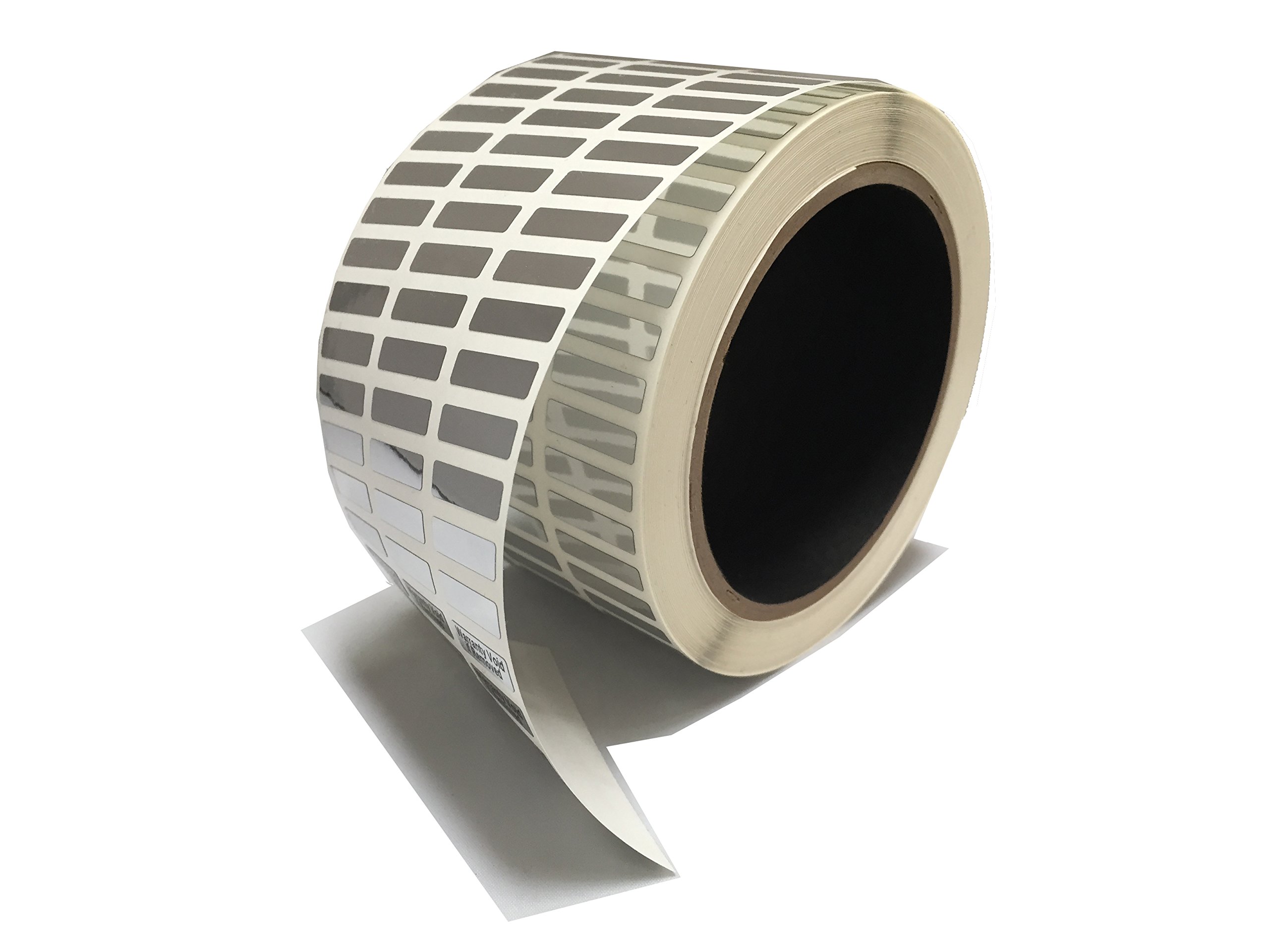 intertronix 1,000 Silver Bright - Foil TamperVoid Tamper Evident Security Label Seal Sticker, Rectangle 0.75" x 0.25" (19mm x 6mm).