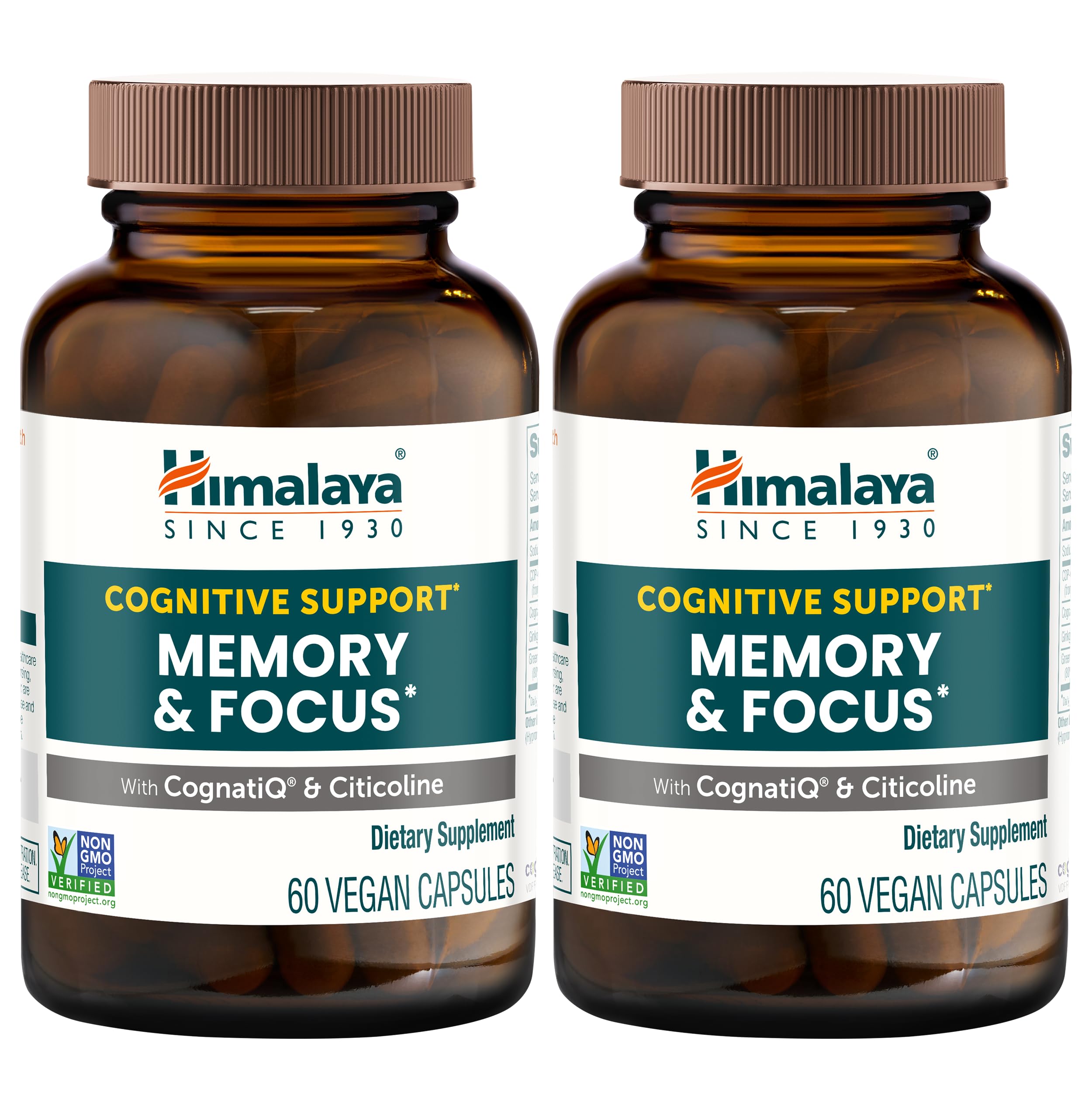 Himalaya Memory & Focus Herbal Supplement,Brain Health Support,120 Capsules 60 Count (Pack of 2)