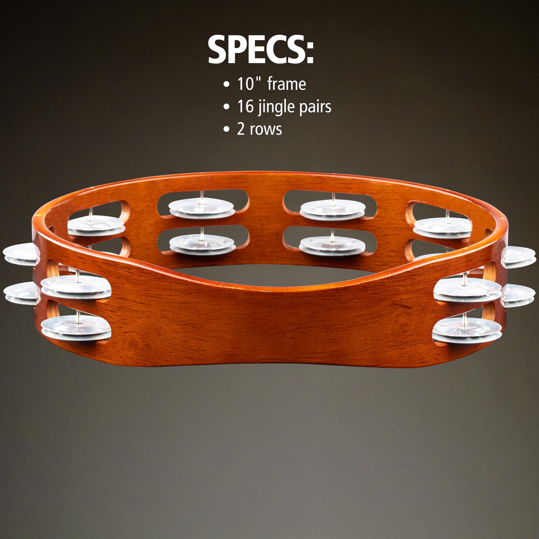 Meinl Percussion TA2A-AB Holztamburyn z obejmami aluminiowymi (2-rzędowy), średnica 25,40 cm (10 cali), african brown