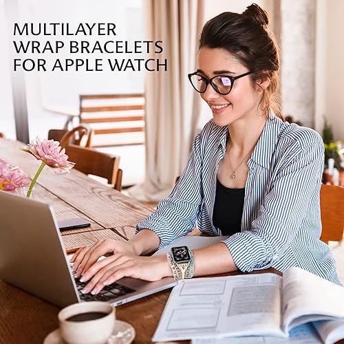 Miniatura 6 de Handmade Watch Band Compatible for Apple Watch Band Boho Watch Bracelet Band Watch Strap for Iwatch Series 87654321SE (384041mm, Medium, Ocean)
