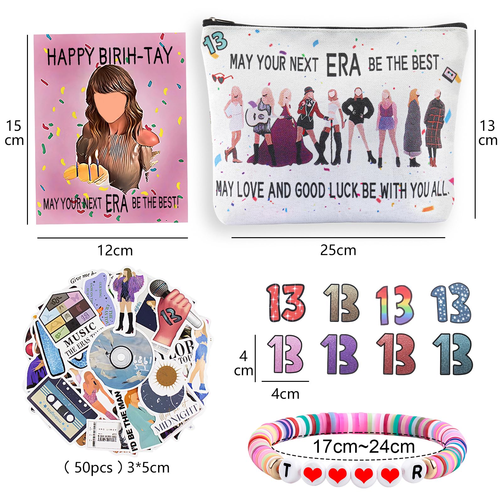 ZZLTAWS Singers Merch Makeup Bag, Music Loves Gifts Set Including 1 Makeup Bag, 1 Bracelets 1 Card 50Pcs Stickers, 8 Temporary Tattoos, Best Gifts for Girls Women and Music Fans